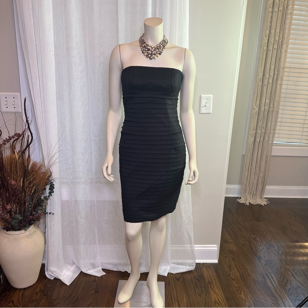 8-Calvin Klein, black tiered pleated dress
